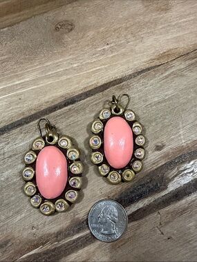 Sookie Sookie brand Handmade Clay Vintage-Inspired Coral Pink Oval Drop Earrings